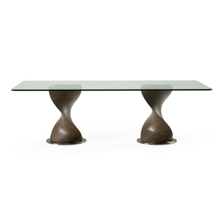 Cleveland - Contemporary Glass and Grey Ash Dining Table - View Image 1