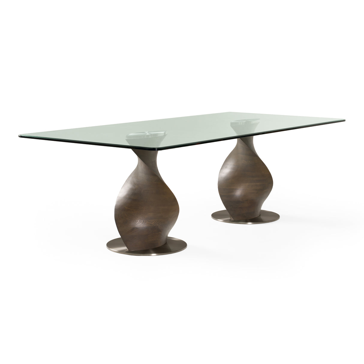 Cleveland - Contemporary Glass and Grey Ash Dining Table - View Image 1