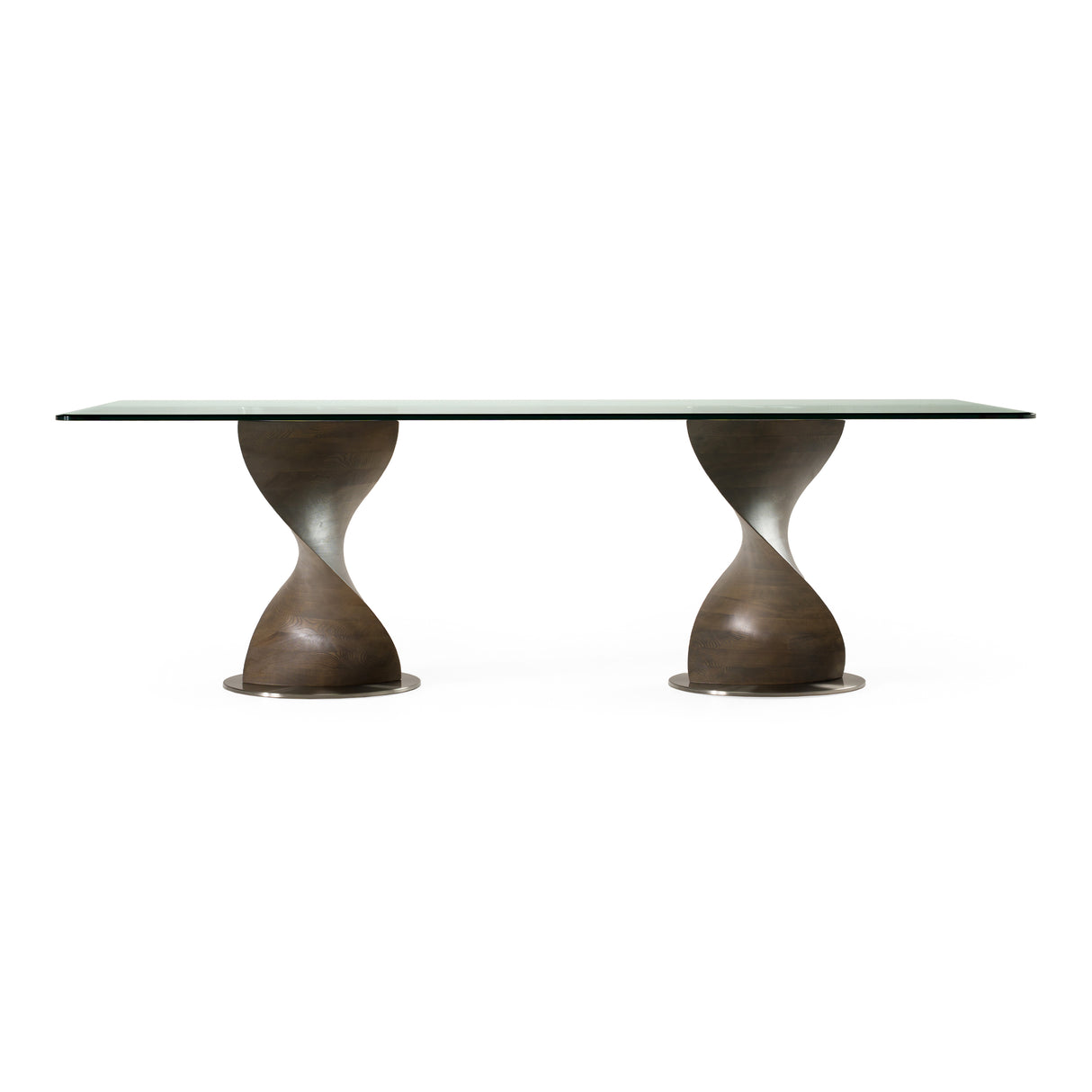 Cleveland - Contemporary Glass and Grey Ash Dining Table - View Image 1
