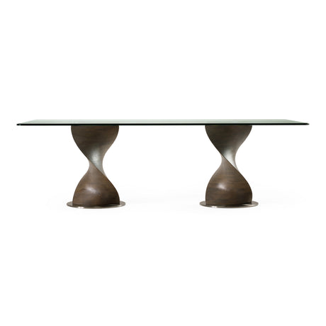Cleveland - Contemporary Glass and Grey Ash Dining Table - View Image 1