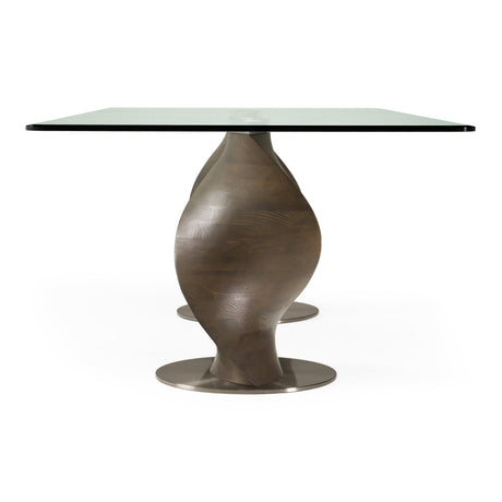 Cleveland - Contemporary Glass and Grey Ash Dining Table - View Image 1