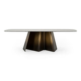 Clifford - Contemporary White Ceramic + Brushed Bronze Dining Table - View Image 1
