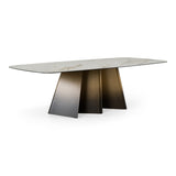 Clifford - Contemporary White Ceramic + Brushed Bronze Dining Table - View Image 1