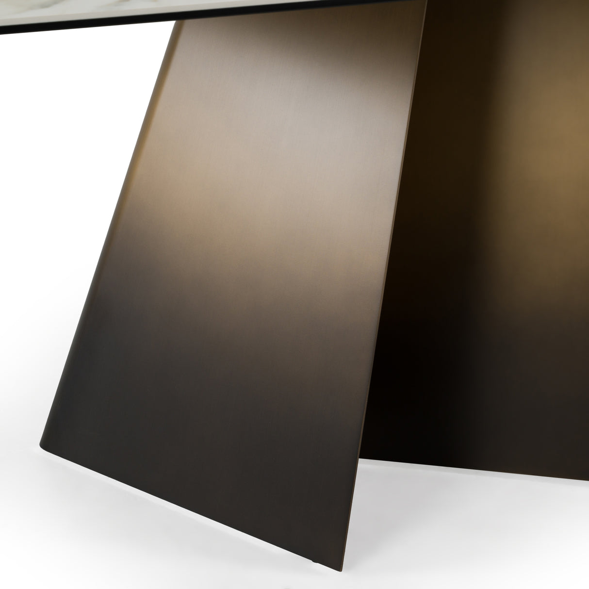 Clifford - Contemporary White Ceramic + Brushed Bronze Dining Table - View Image 1