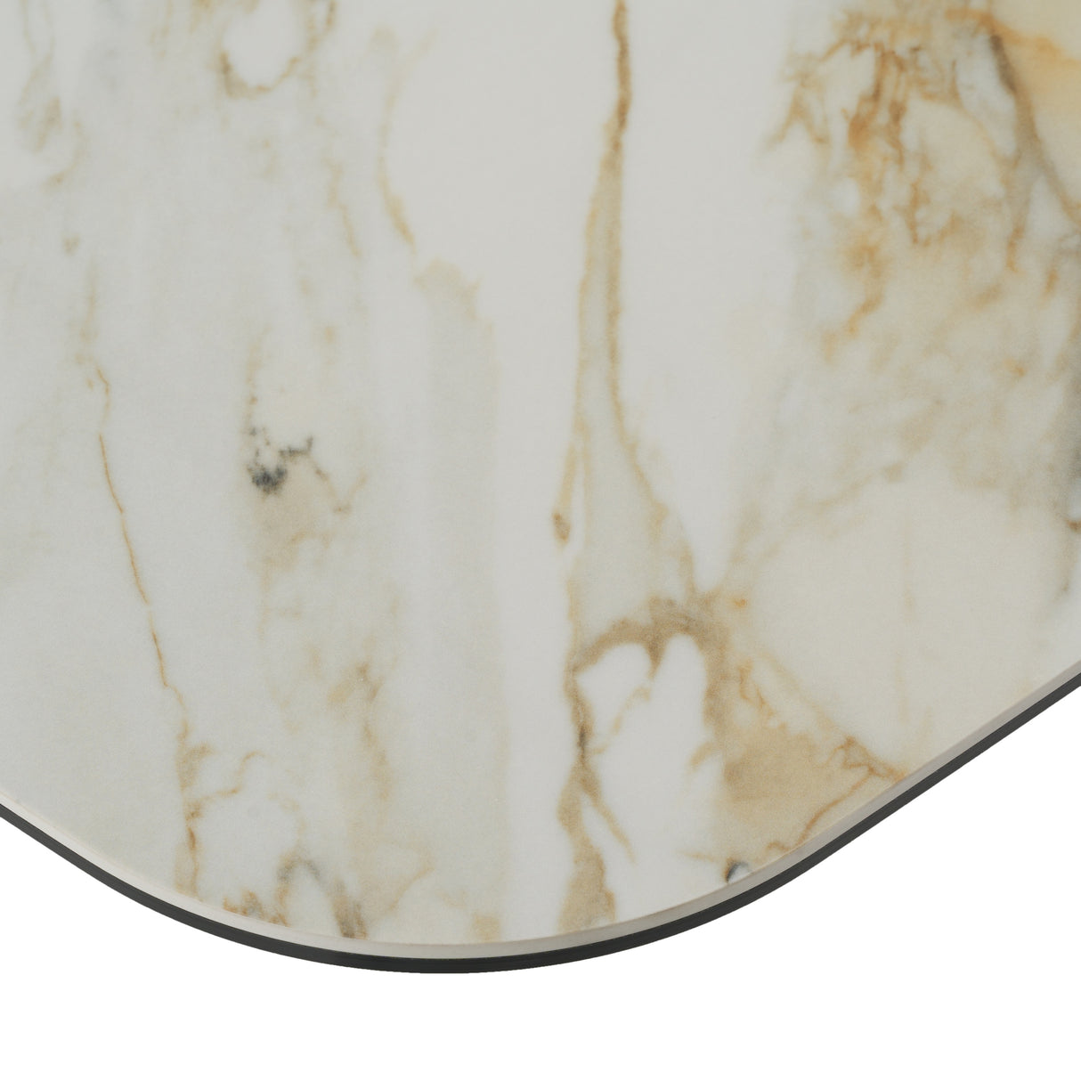 Clifford - Contemporary White Ceramic + Brushed Bronze Dining Table - View Image 1