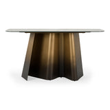 Clifford - Contemporary White Ceramic + Brushed Bronze Console Table - View Image 1