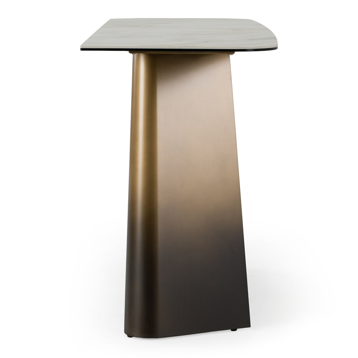 Clifford - Contemporary White Ceramic + Brushed Bronze Console Table - View Image 1