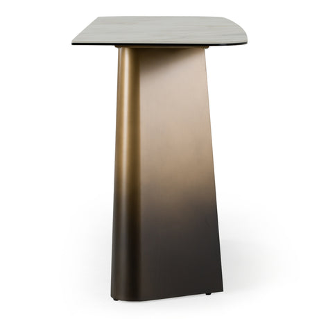 Clifford - Contemporary White Ceramic + Brushed Bronze Console Table - View Image 1