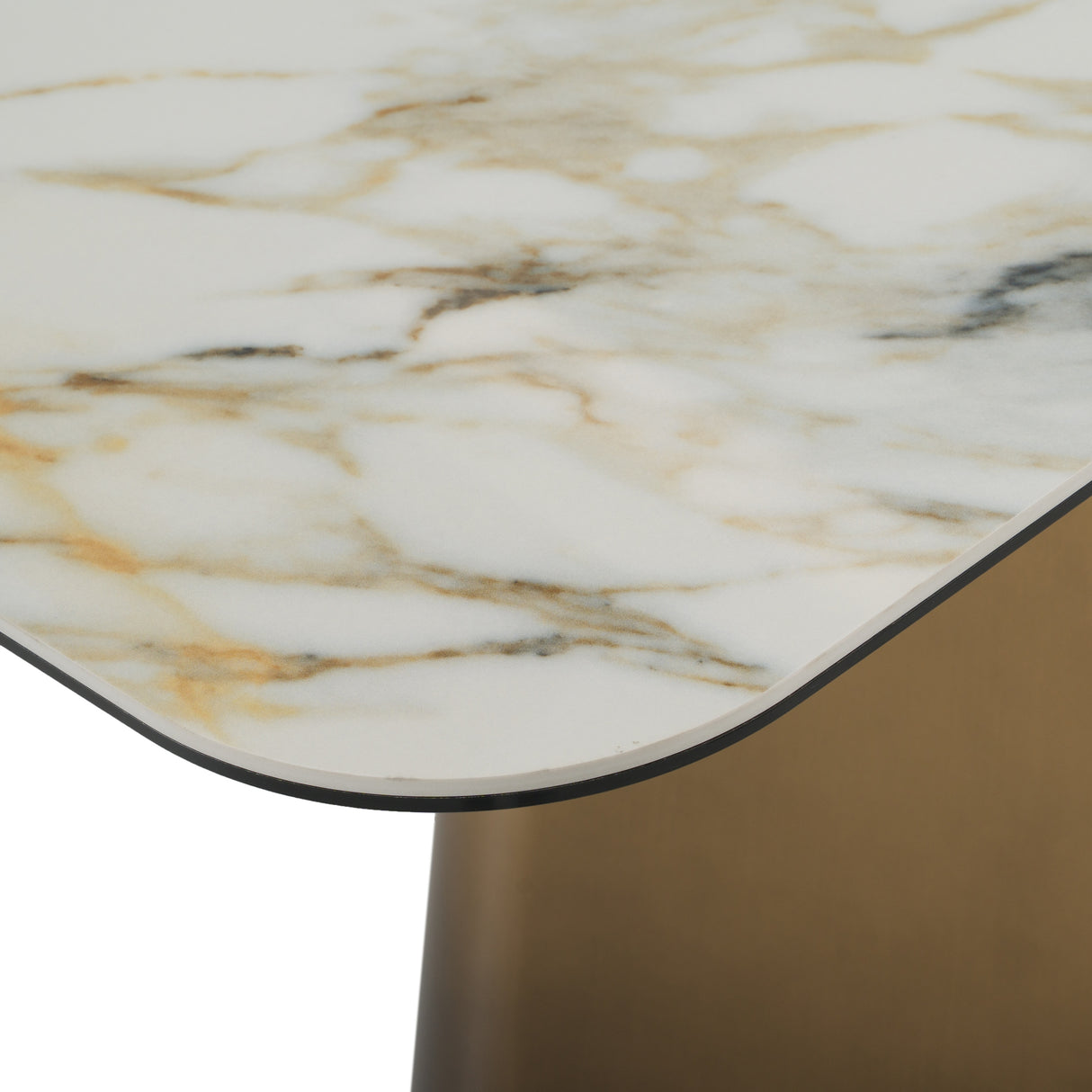 Clifford - Contemporary White Ceramic + Brushed Bronze Console Table - View Image 1