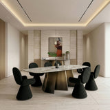 Clifford - Contemporary White Ceramic + Brushed Bronze Dining Table - View Image 1