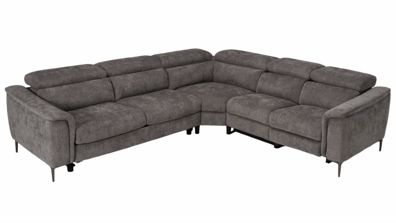 Coffman - Modern Grey Fabric Sectional Sofa w/ Sofa Bed + Recliner - View Image 1