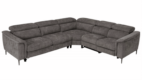 Coffman - Modern Grey Fabric Sectional Sofa w/ Sofa Bed + Recliner - View Image 1