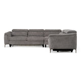 Coffman - Modern Grey Fabric Sectional Sofa w/ Sofa Bed + Recliner - View Image 1