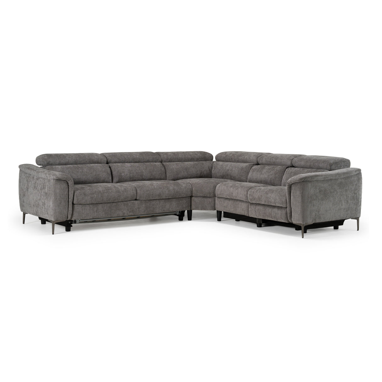 Coffman - Modern Grey Fabric Sectional Sofa w/ Sofa Bed + Recliner - View Image 1