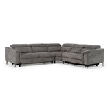 Coffman - Modern Grey Fabric Sectional Sofa w/ Sofa Bed + Recliner - View Image 1