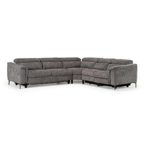 Coffman - Modern Grey Fabric Sectional Sofa w/ Sofa Bed + Recliner - View Image 1
