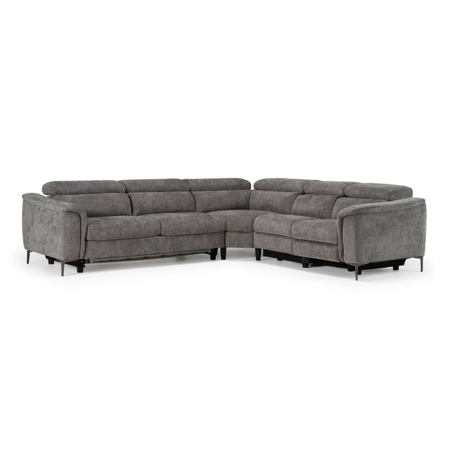 Coffman - Modern Grey Fabric Sectional Sofa w/ Sofa Bed + Recliner - View Image 1