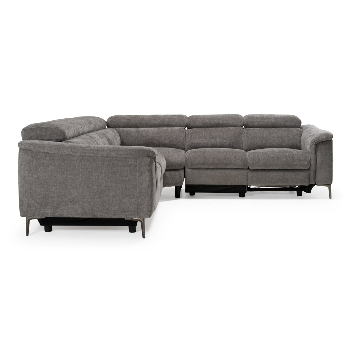 Coffman - Modern Grey Fabric Sectional Sofa w/ Sofa Bed + Recliner - View Image 1