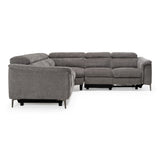 Coffman - Modern Grey Fabric Sectional Sofa w/ Sofa Bed + Recliner - View Image 1