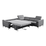 Coffman - Modern Grey Fabric Sectional Sofa w/ Sofa Bed + Recliner - View Image 1
