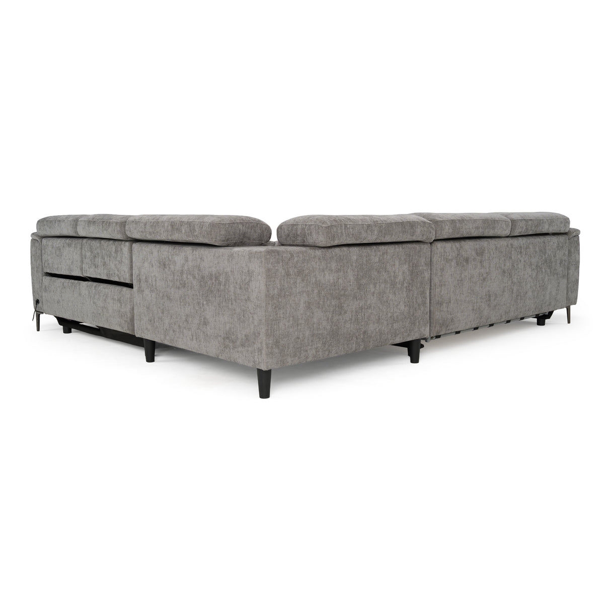 Coffman - Modern Grey Fabric Sectional Sofa w/ Sofa Bed + Recliner - View Image 1