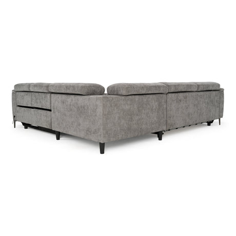 Coffman - Modern Grey Fabric Sectional Sofa w/ Sofa Bed + Recliner - View Image 1
