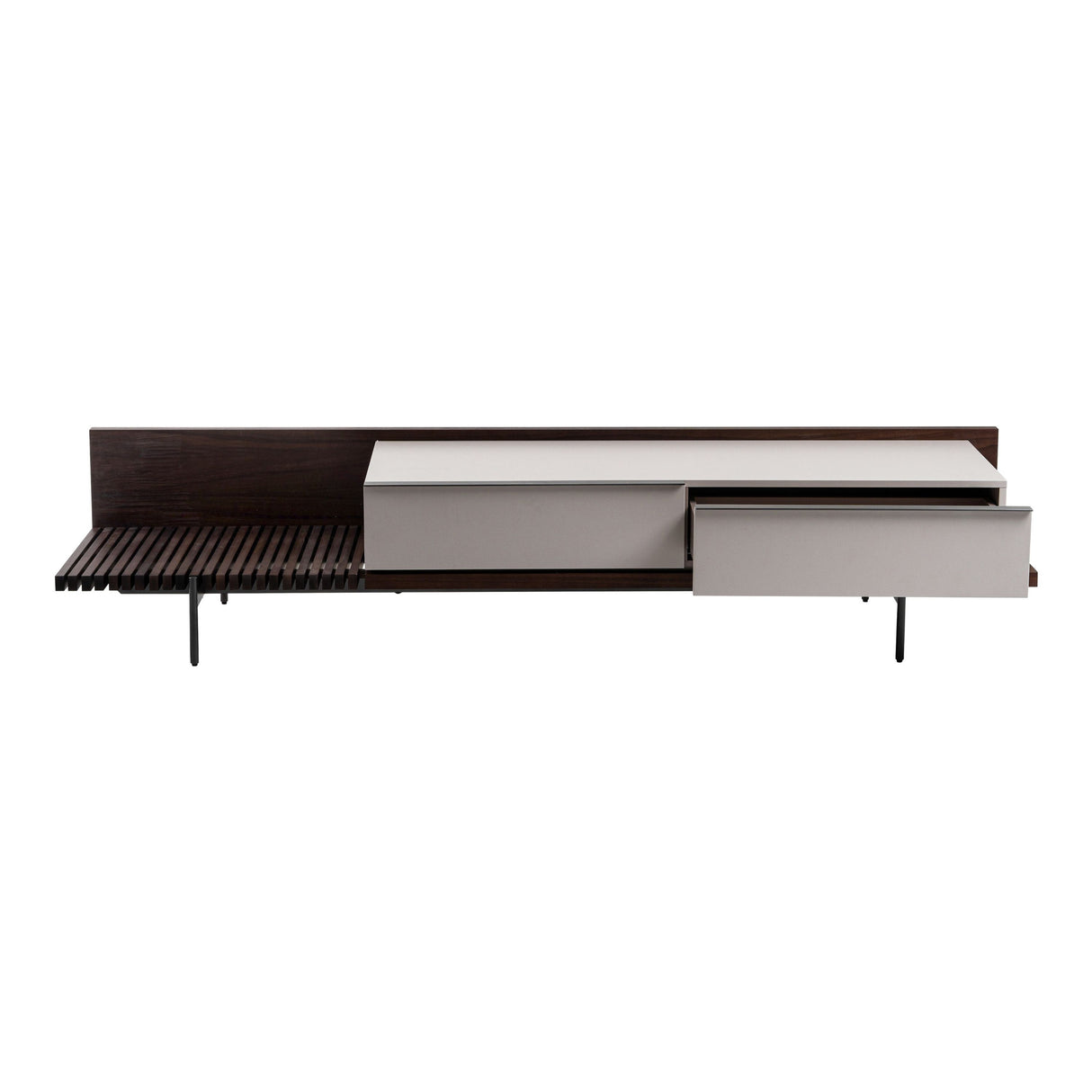 Modrest Colima - Modern Matte Beige + Walnut TV Stand