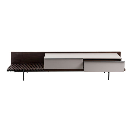Modrest Colima - Modern Matte Beige + Walnut TV Stand