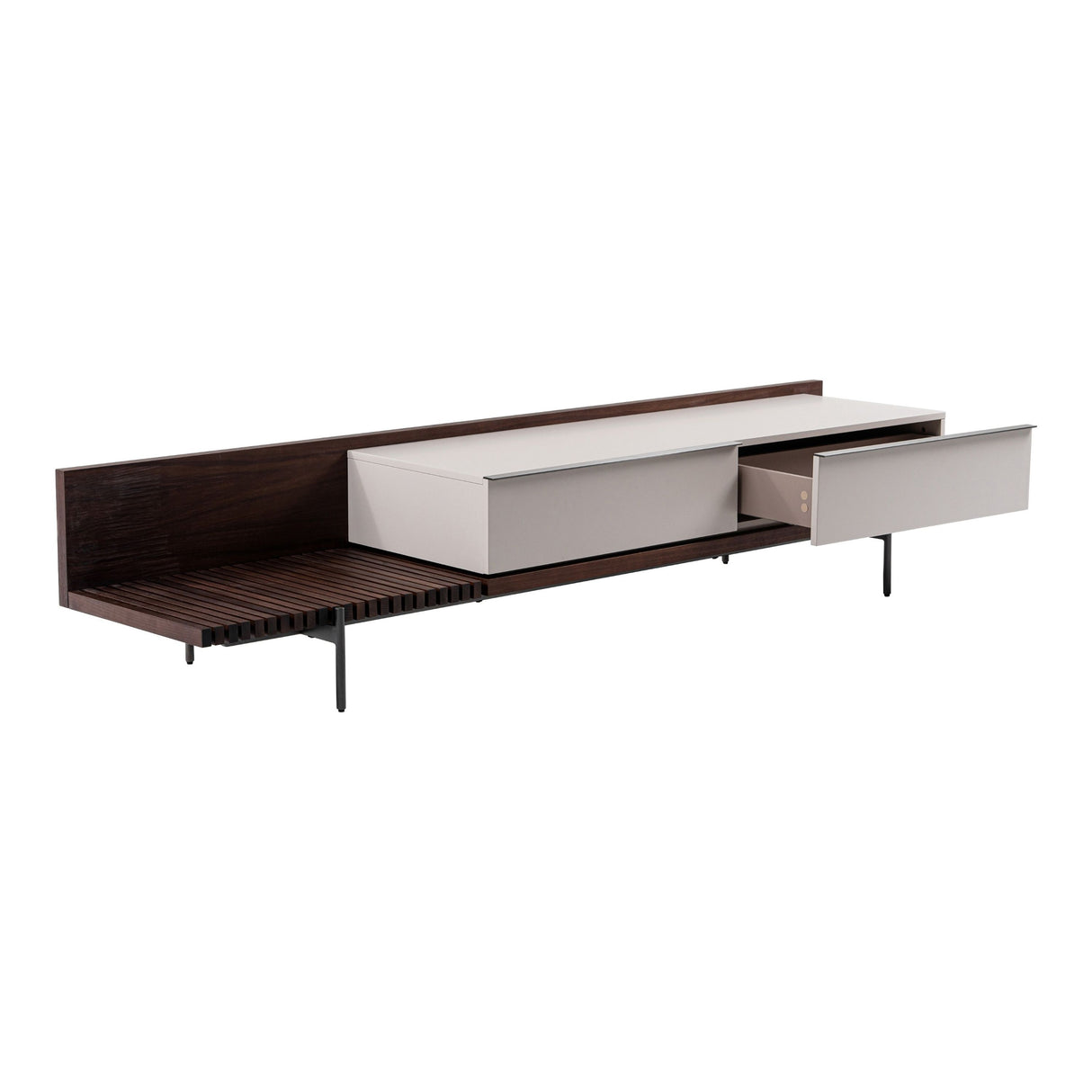 Modrest Colima - Modern Matte Beige + Walnut TV Stand
