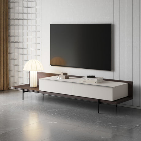 Modrest Colima - Modern Matte Beige + Walnut TV Stand