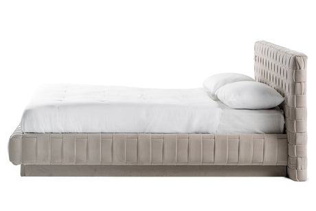 Eastern King Concord - Modern Light Grey Velvet Bed