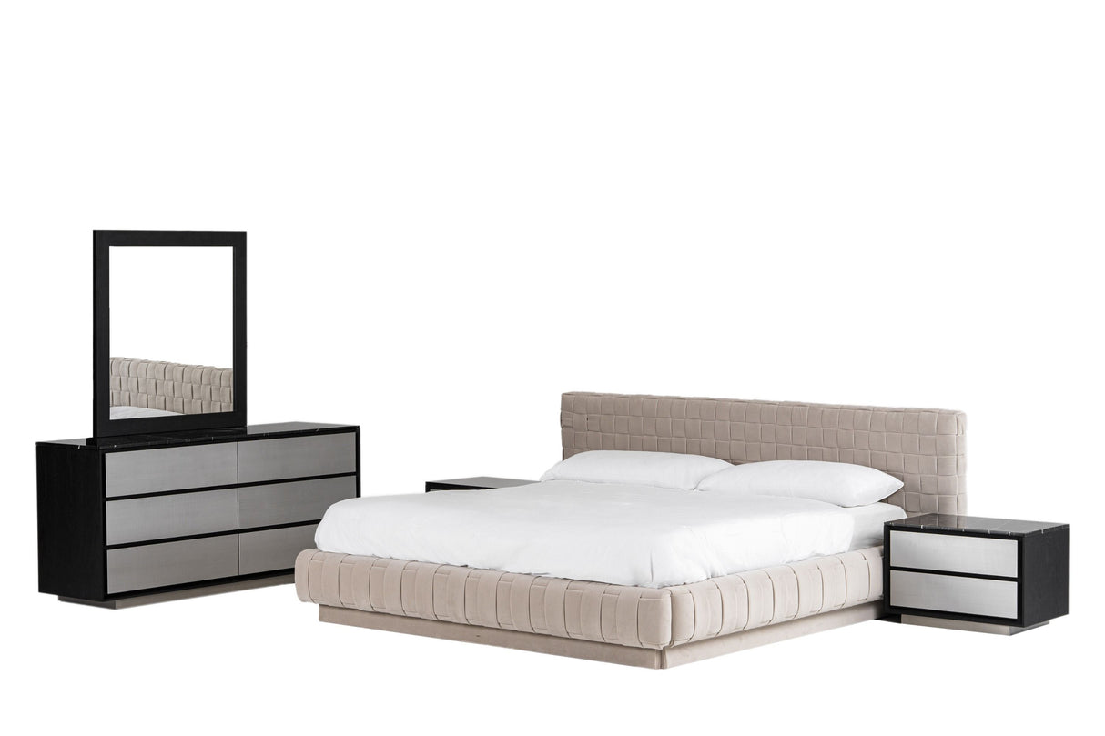 Eastern King Concord - Modern Light Grey Velvet Bed