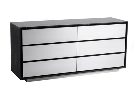Concord - Modern Black Marble + Black Ash + Aluminum Dresser - View Image 1