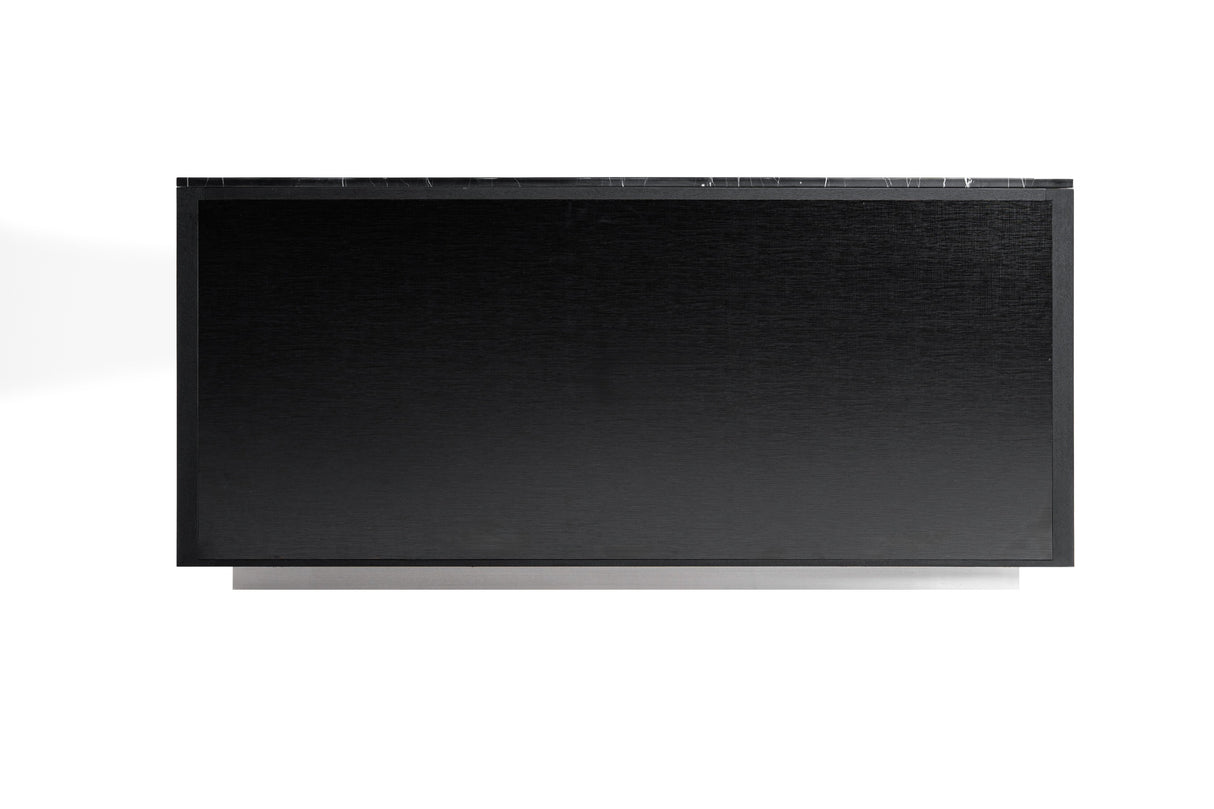 Concord - Modern Black Marble + Black Ash + Aluminum Dresser - View Image 1