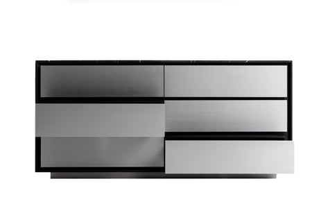 Concord - Modern Black Marble + Black Ash + Aluminum Dresser - View Image 1