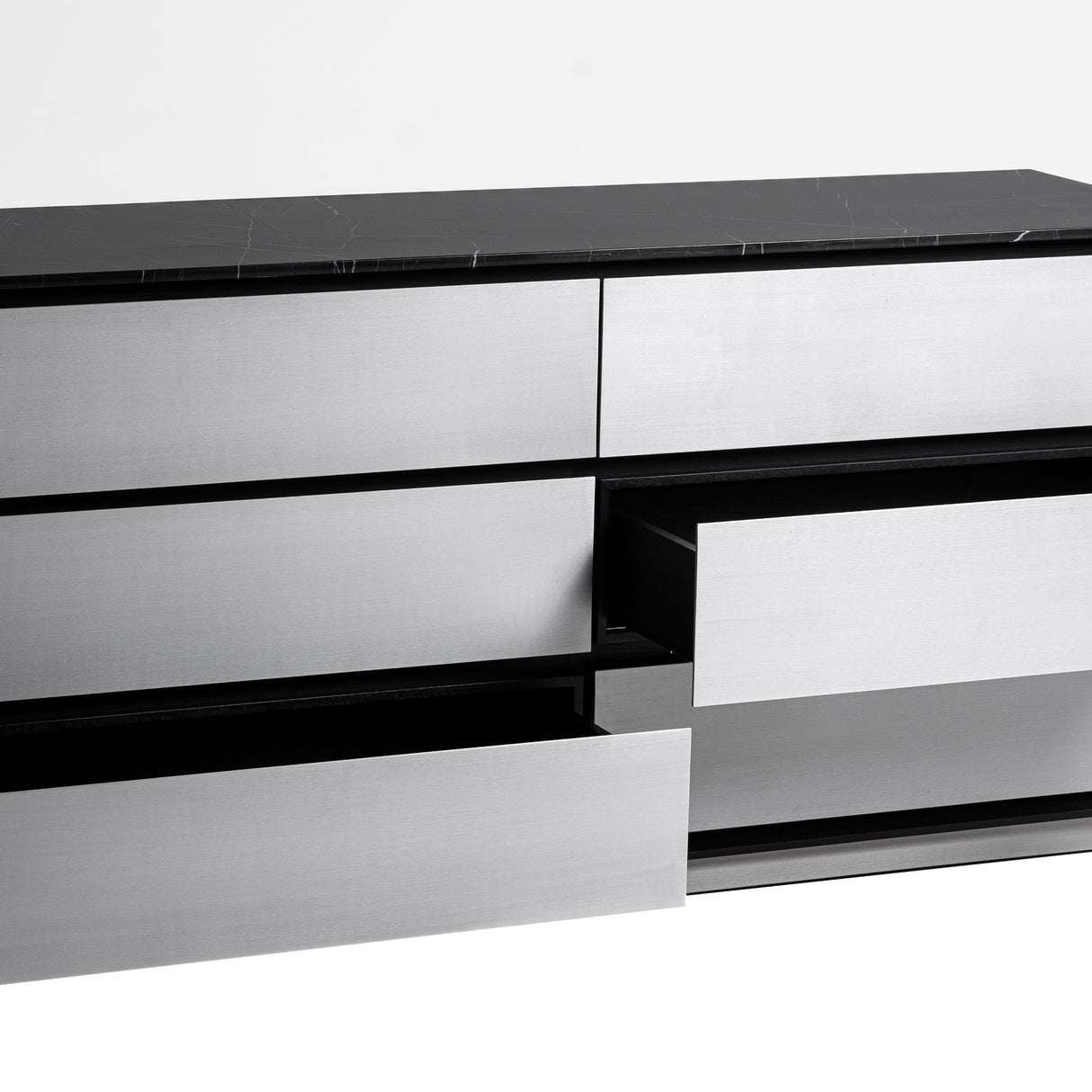 Concord - Modern Black Marble + Black Ash + Aluminum Dresser - View Image 1