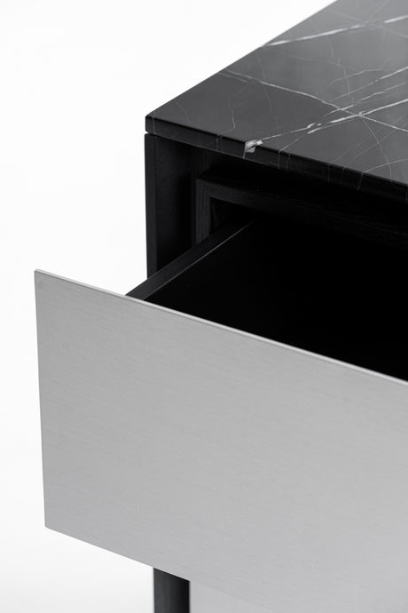Concord - Modern Black Marble + Black Ash + Aluminum Dresser - View Image 1