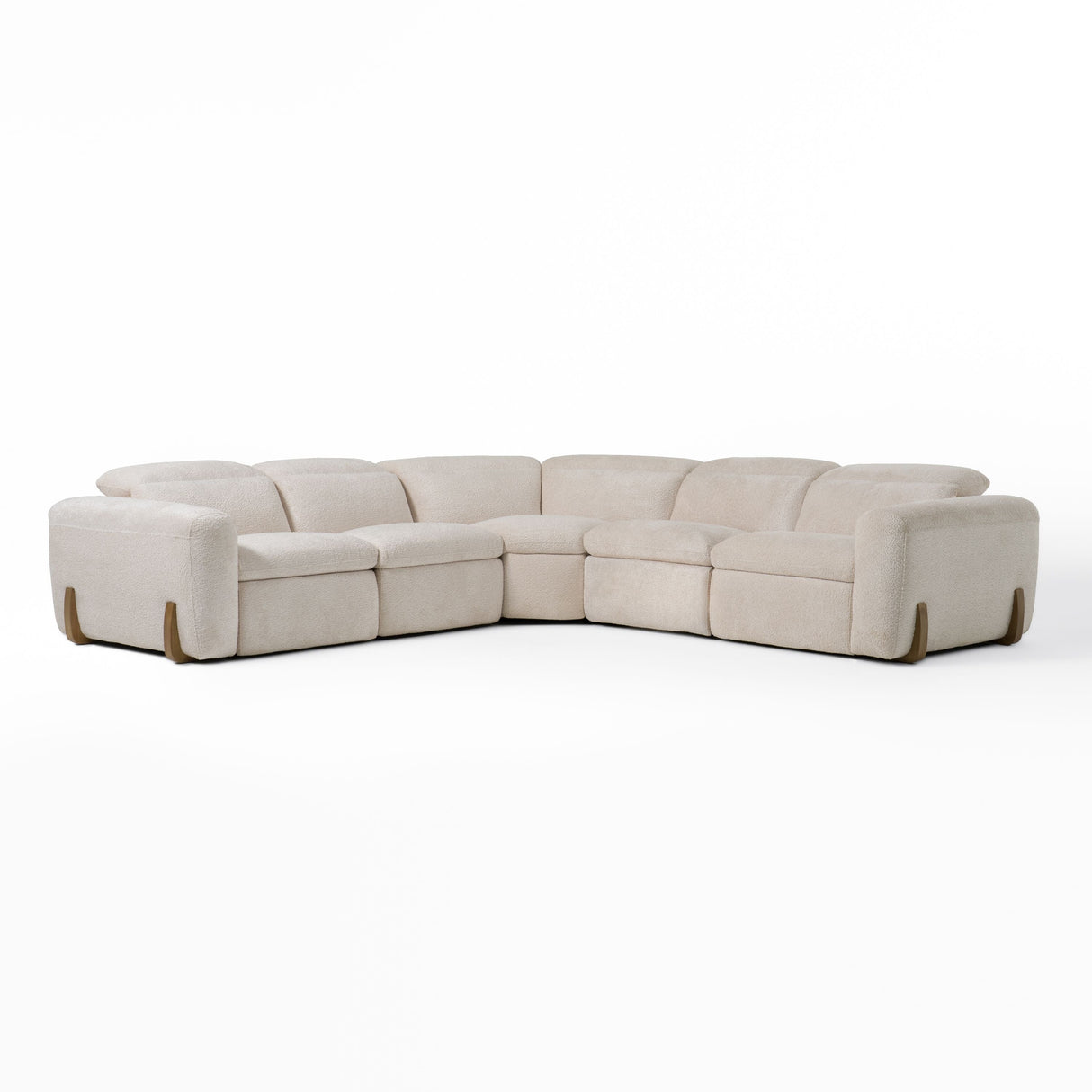 Divani Casa Conrad - Modern Beige Fabric Sectional With 3 Recliners - Home Elegance USA