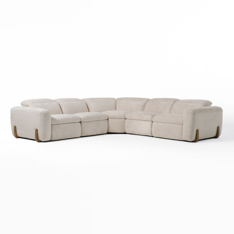 Divani Casa Conrad - Modern Beige Fabric Sectional With 3 Recliners - sold by Home Elegance USA