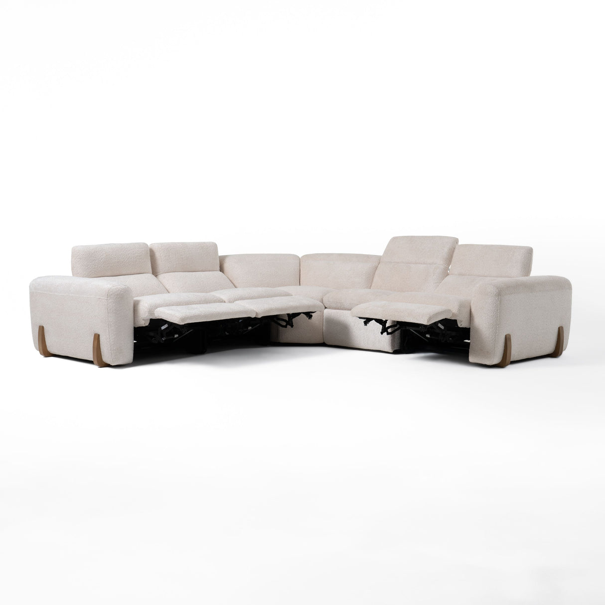 Divani Casa Conrad - Modern Beige Fabric Sectional With 3 Recliners - Home Elegance USA