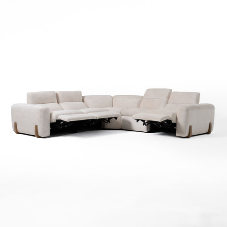 Divani Casa Conrad - Modern Beige Fabric Sectional With 3 Recliners - sold by Home Elegance USA