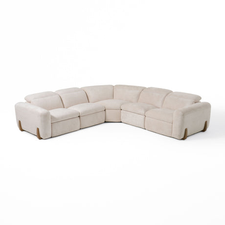 Divani Casa Conrad - Modern Beige Fabric Sectional With 3 Recliners - sold by Home Elegance USA