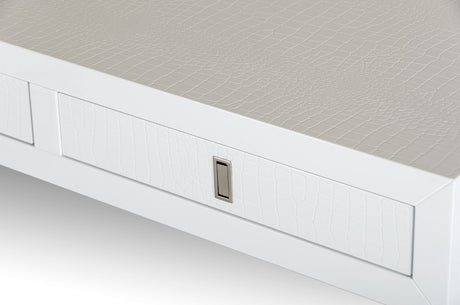 A&X Congress Transitional White Crocodile Office Desk - sold by Home Elegance USA