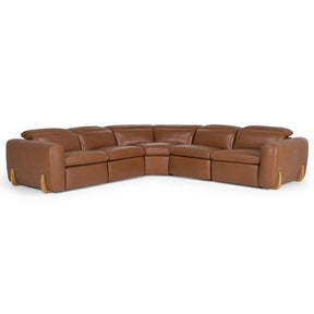 Conrad Modern Brown Leather Power Reclining Sectional Sofa with 3 Recliners – VIG Furniture - sold by Home Elegance USA