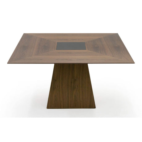 Modrest Cora- Modern Walnut and Black Tempered Glass Dining Table
