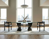 Modrest Corbin Mid-Century Black Ash & Glass Dining Table