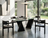 Modrest Corbin Mid-Century Black Ash & Glass Dining Table