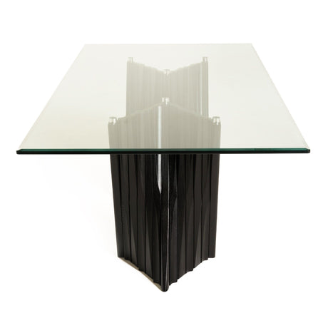 Modrest Corbin Mid-Century Black Ash & Glass Dining Table