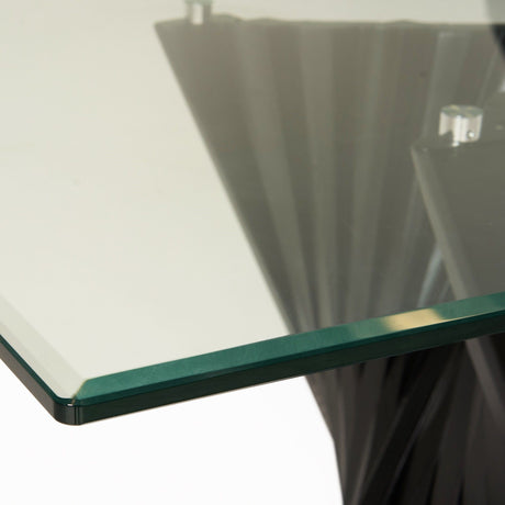 Modrest Corbin Mid-Century Black Ash & Glass Dining Table