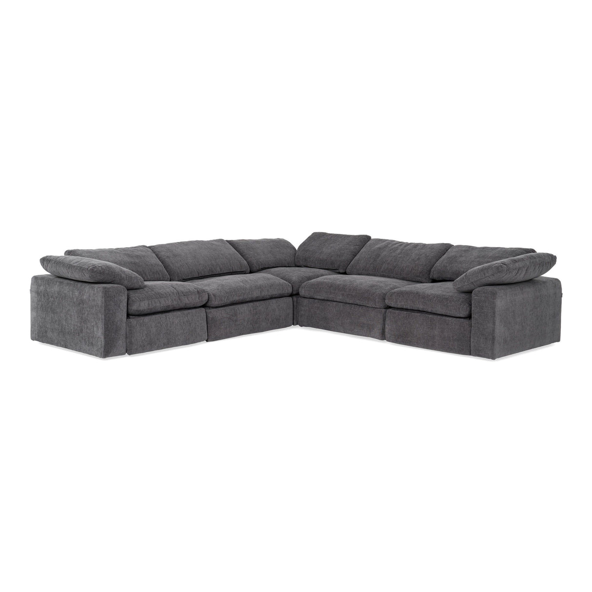 Divani Casa Corinth - Modern Dark Gray Fabric Sectional Sofa with 3 Power Recliners